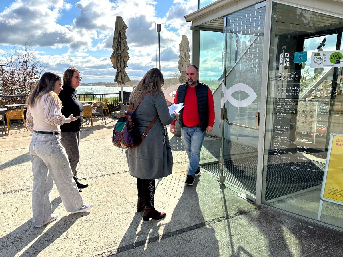 Participants exploring Expano interactive pavilion in Murska Sobota